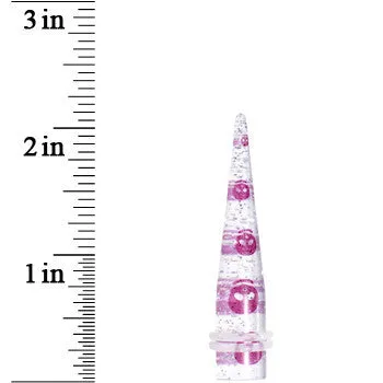 00 Gauge Clear Acrylic Glitter Purple Skull Confetti Taper