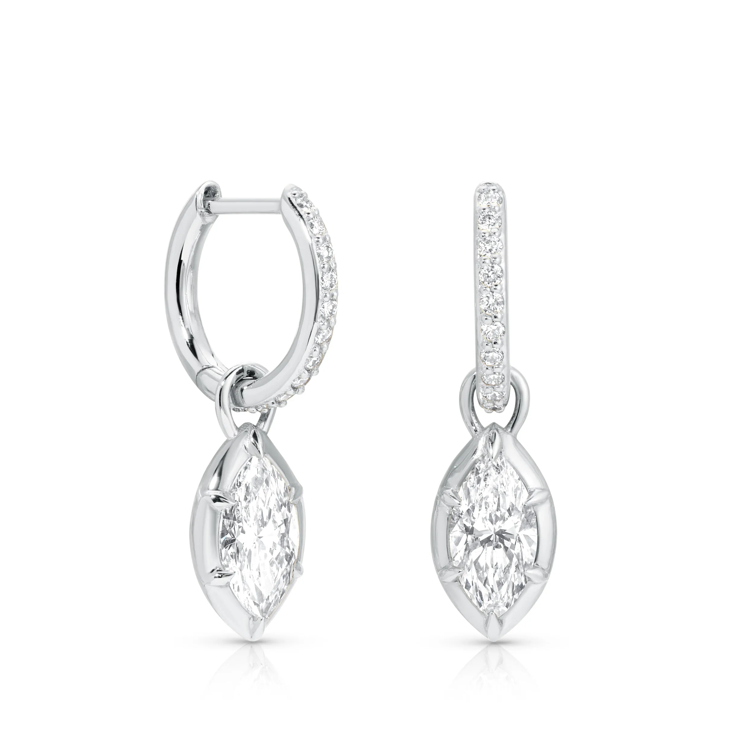 0.50ct Marquise Rosette Pave Hoop Earrings