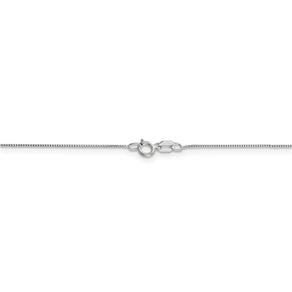 0.5mm, 10k White Gold, Box Chain Necklace