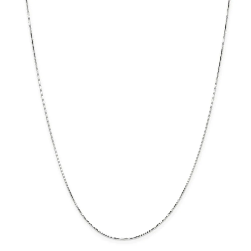 0.5mm, 10k White Gold, Box Chain Necklace