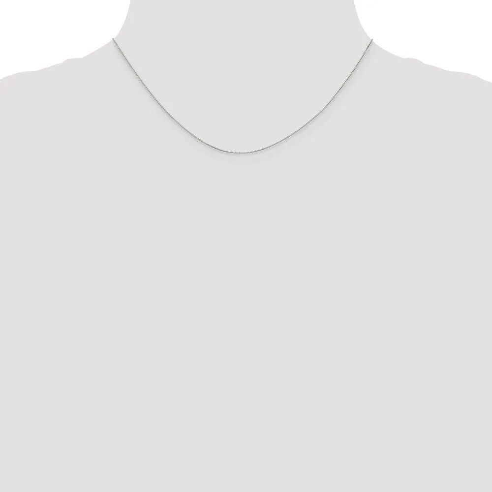 0.5mm, 10k White Gold, Box Chain Necklace