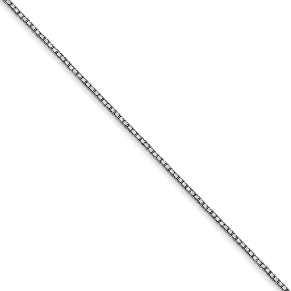 0.9mm, 10k White Gold, Box Chain Necklace