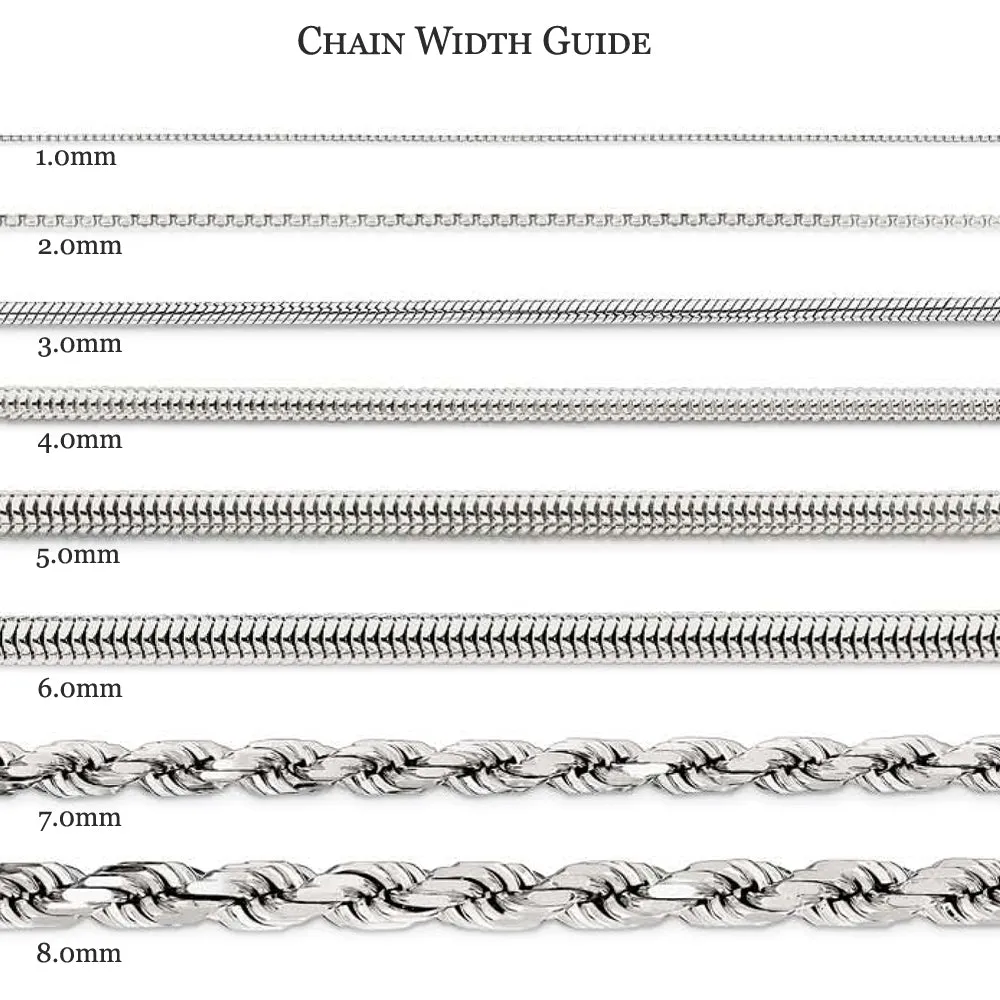 0.9mm, 10k White Gold, Box Chain Necklace