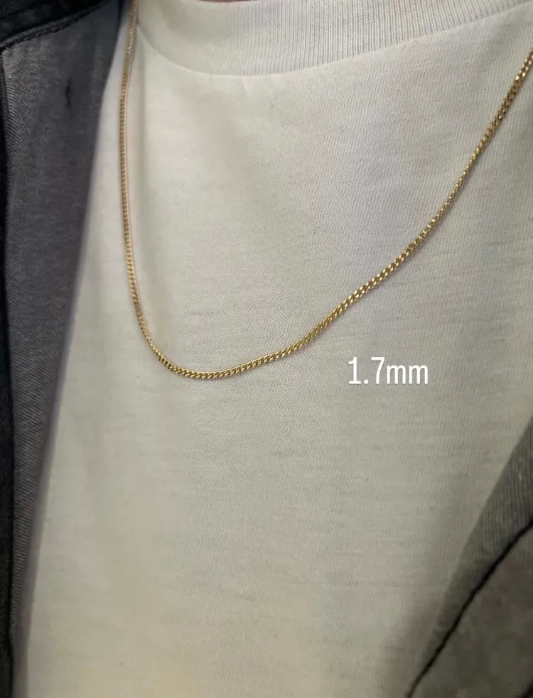 10K Gold Thin Solid Curb Chain Necklace