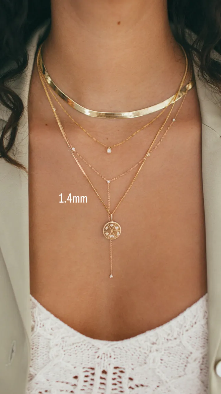 10K Gold Thin Solid Curb Chain Necklace