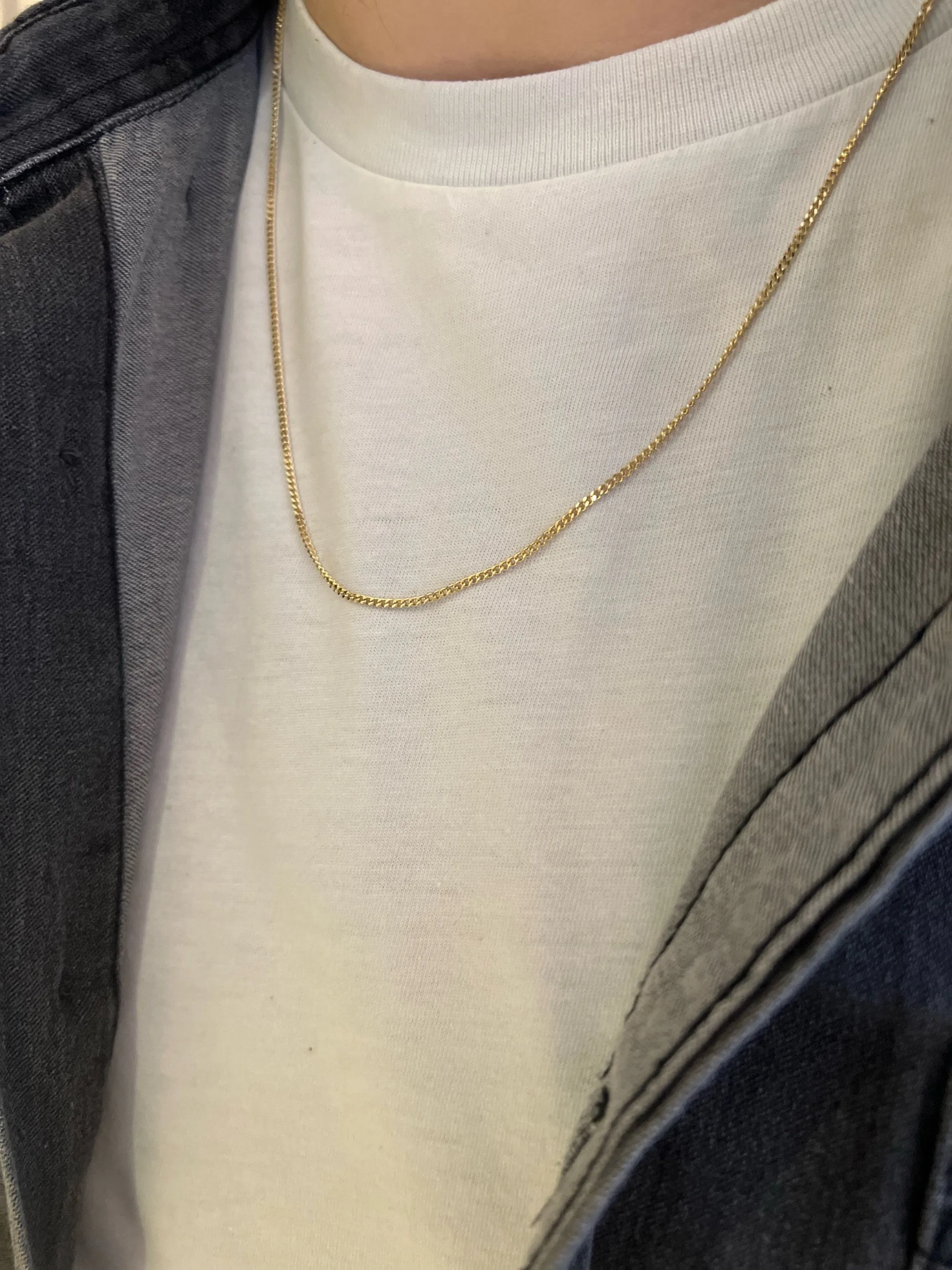 10K Gold Thin Solid Curb Chain Necklace