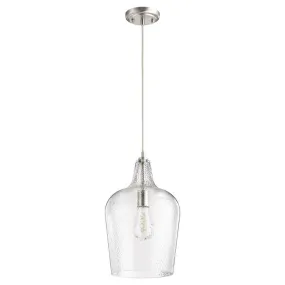10" Single-Light Pendant with Clear Hammered Glass Shade