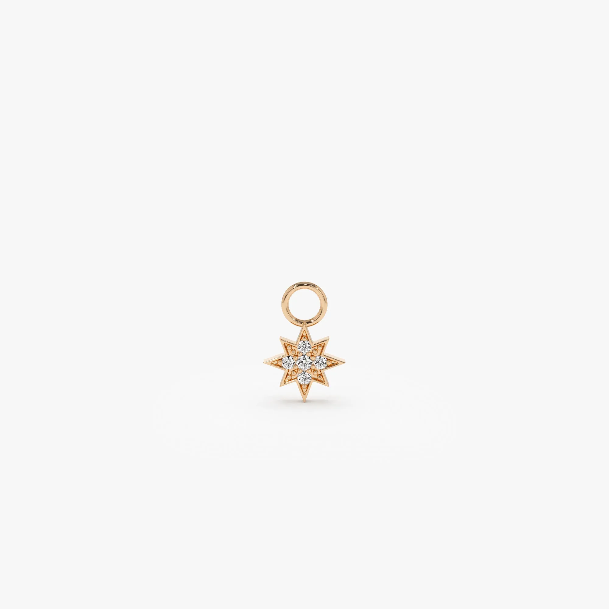14k Diamond Star Hoop Charm