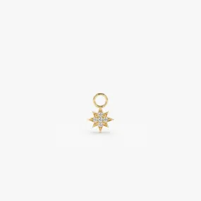 14k Diamond Star Hoop Charm