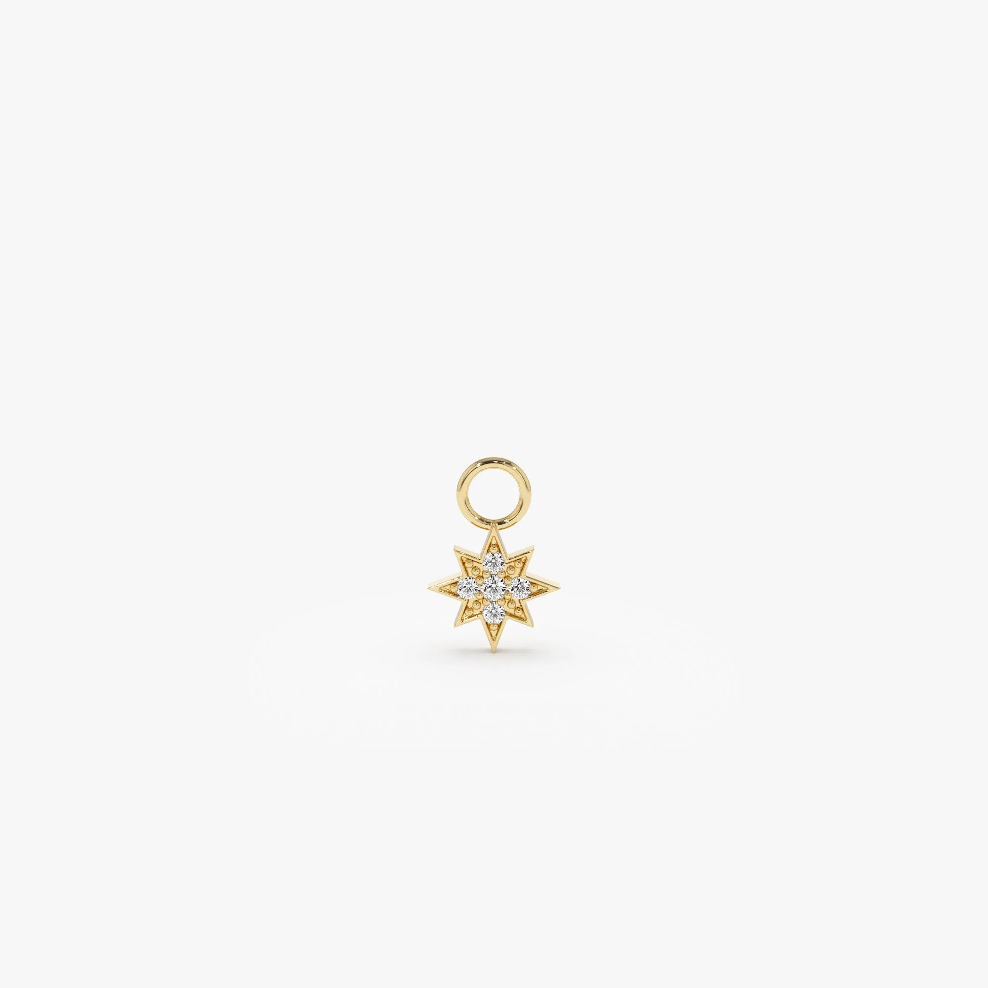 14k Diamond Star Hoop Charm