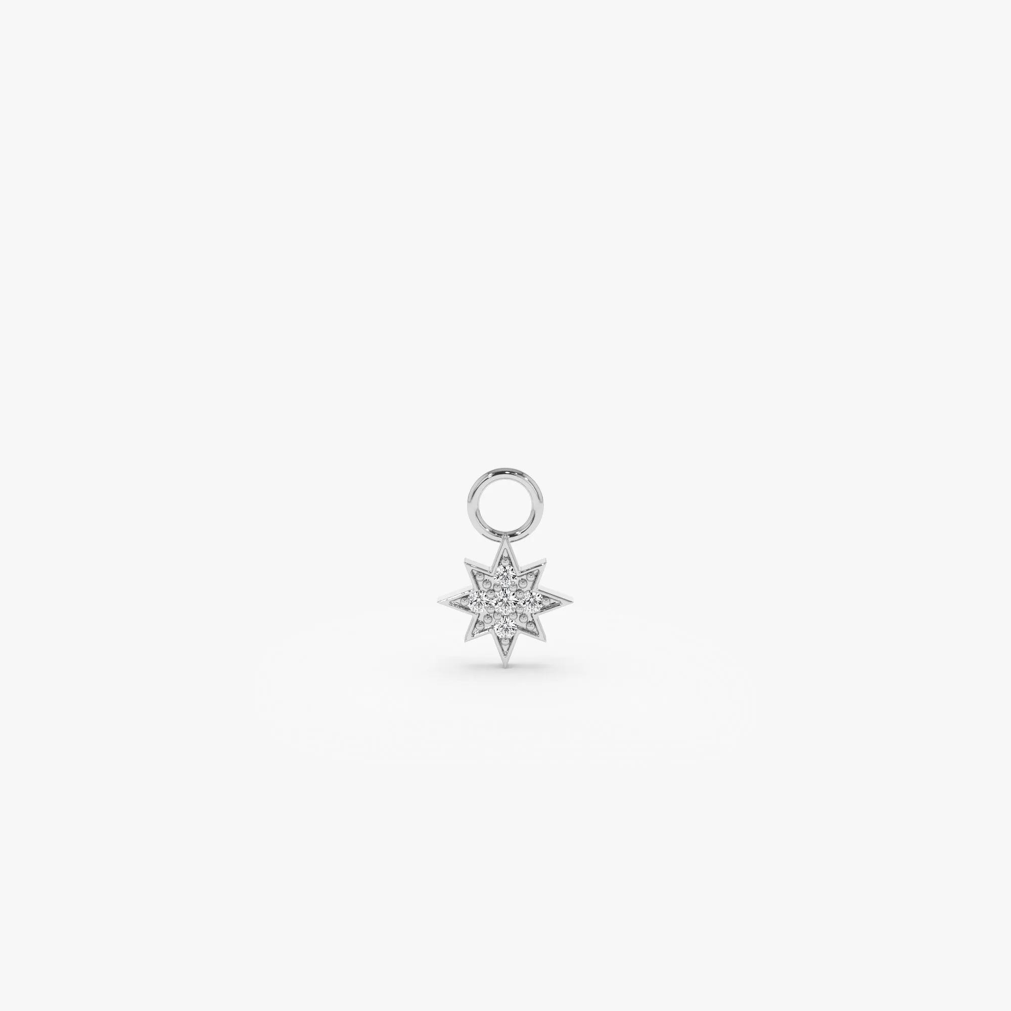 14k Diamond Star Hoop Charm