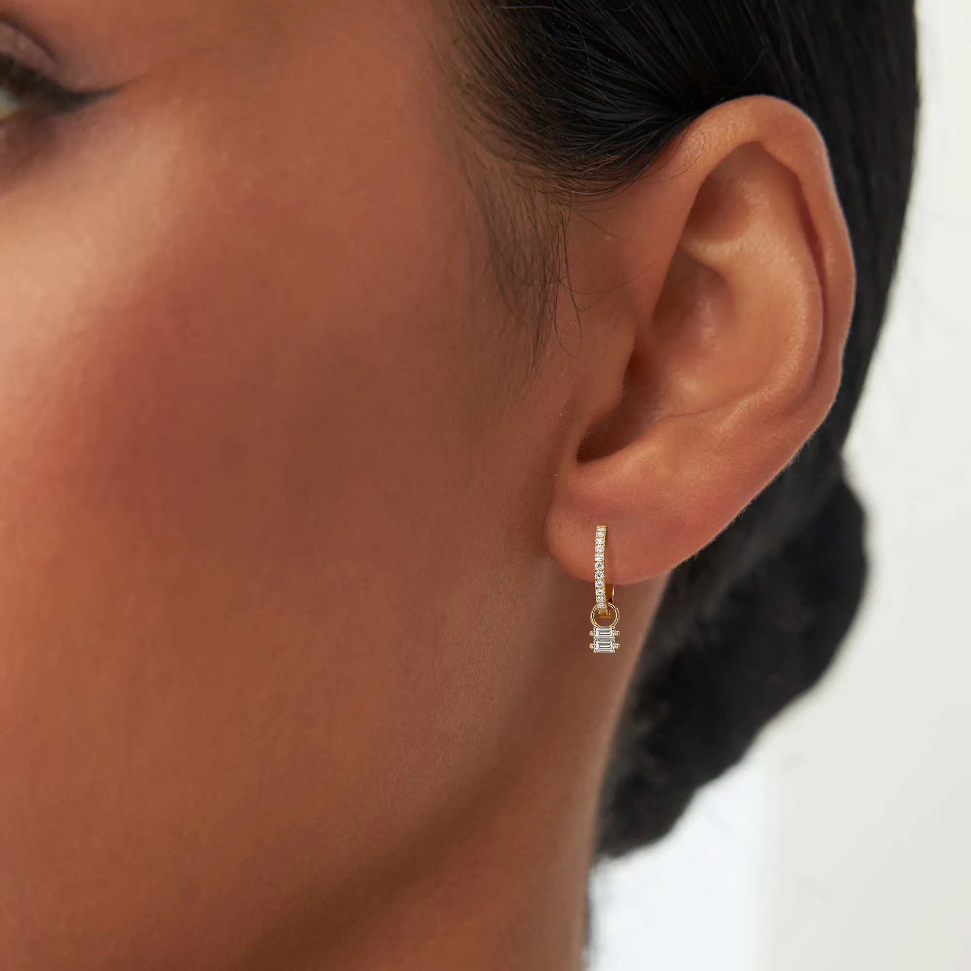 14k Double Baguette Hoop Charm