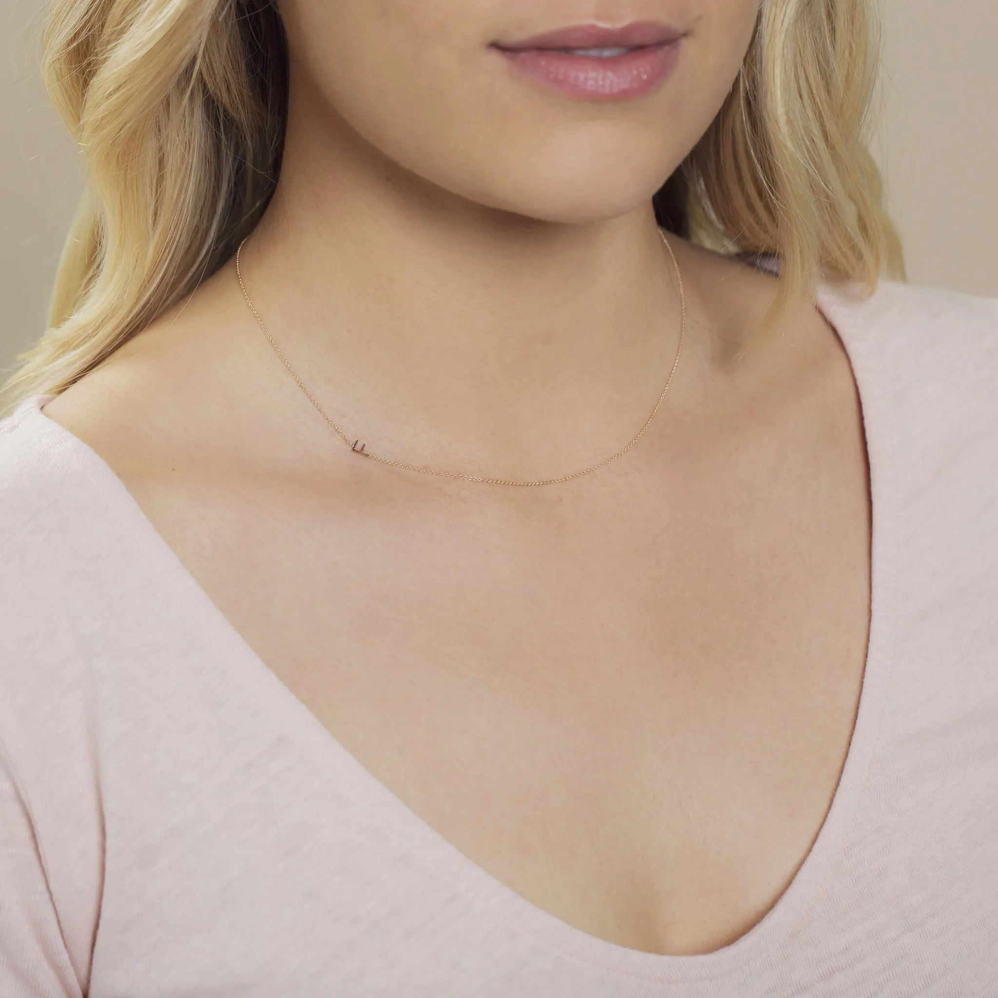 14K GOLD ASYMMETRICAL LETTER NECKLACE - F
