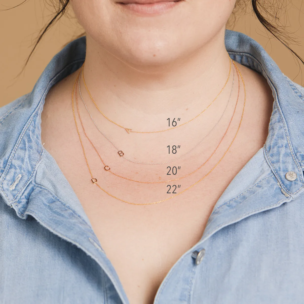 14K GOLD ASYMMETRICAL LETTER NECKLACE - F