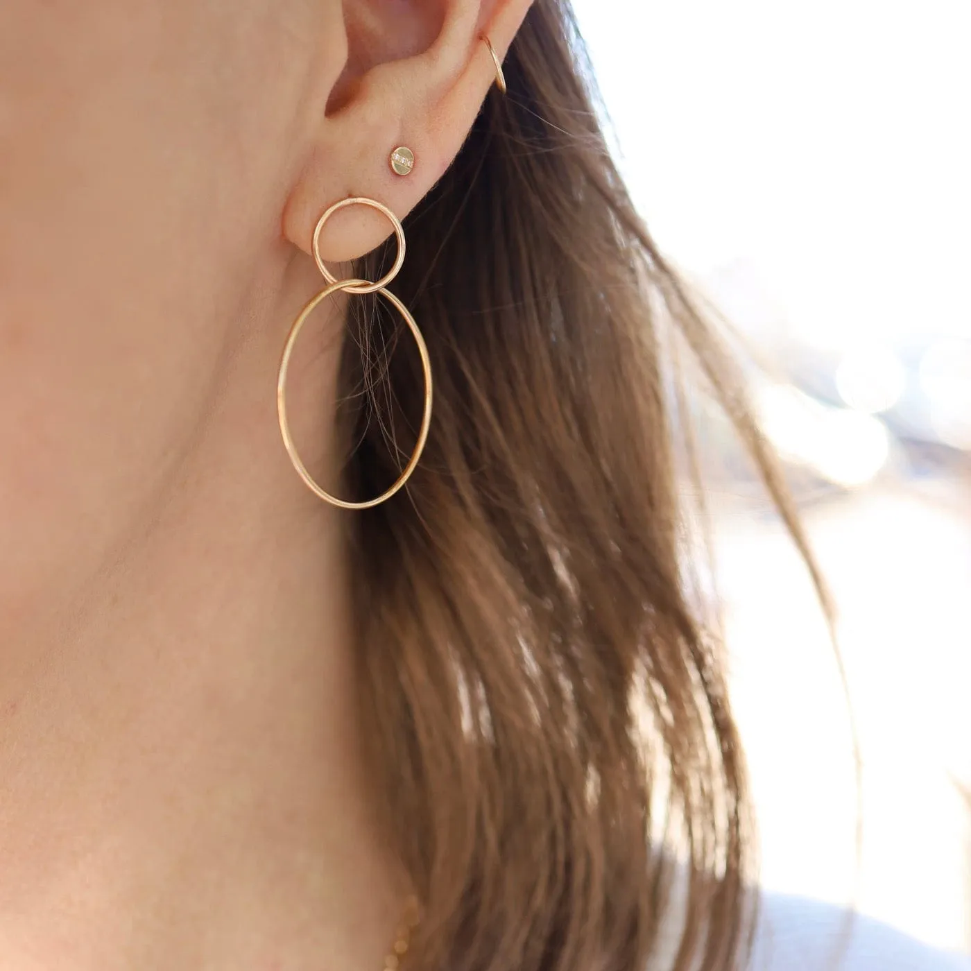 14K Gold Large Double Circle Hoop Earring
