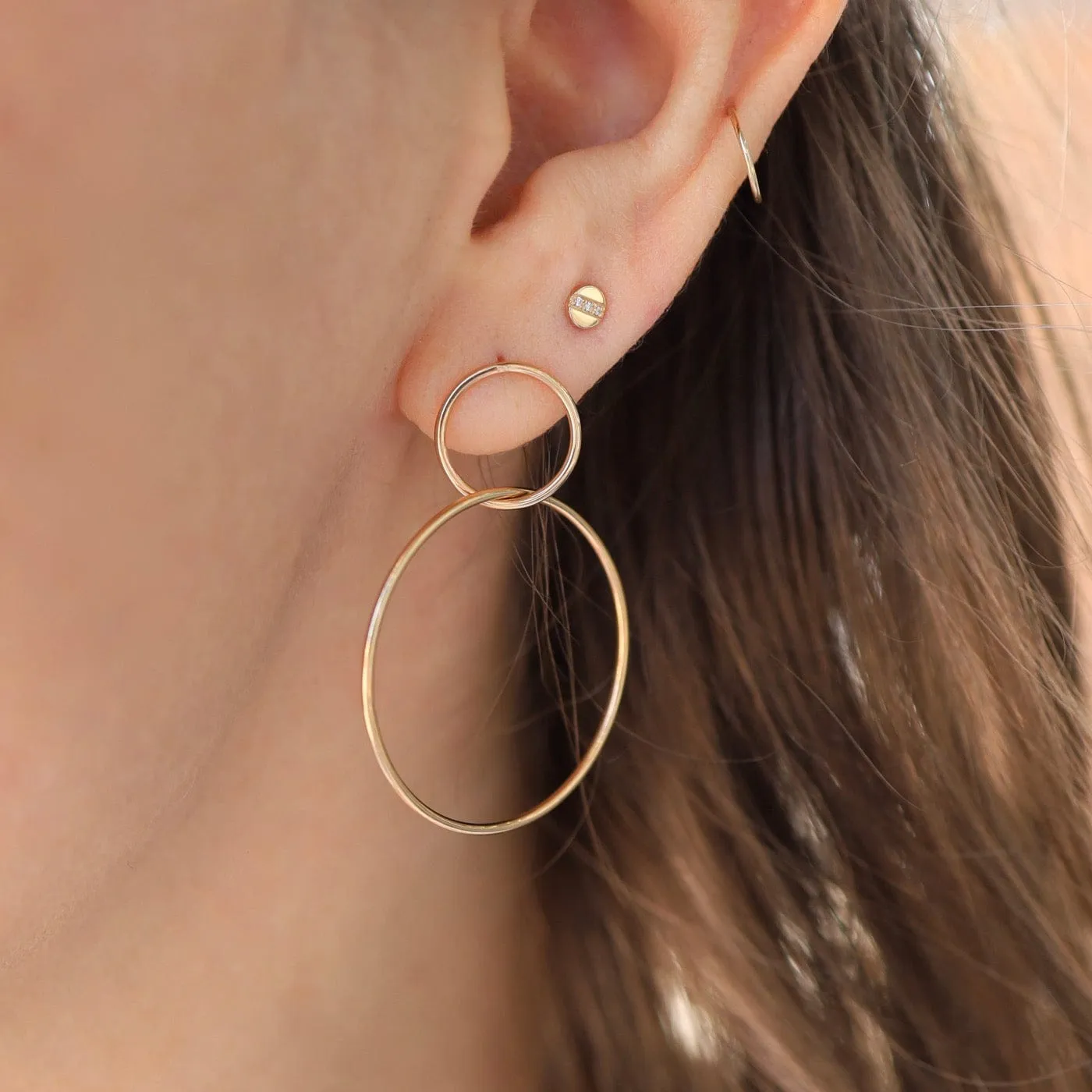 14K Gold Large Double Circle Hoop Earring