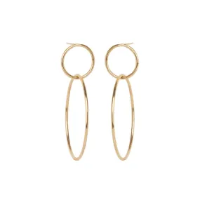 14K Gold Large Double Circle Hoop Earring