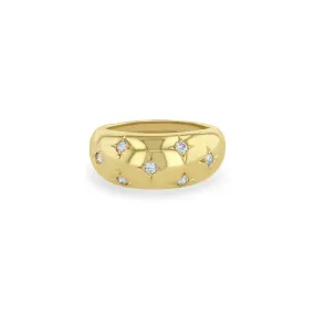 14k Gold Scattered Star Set Diamond Medium Aura Ring