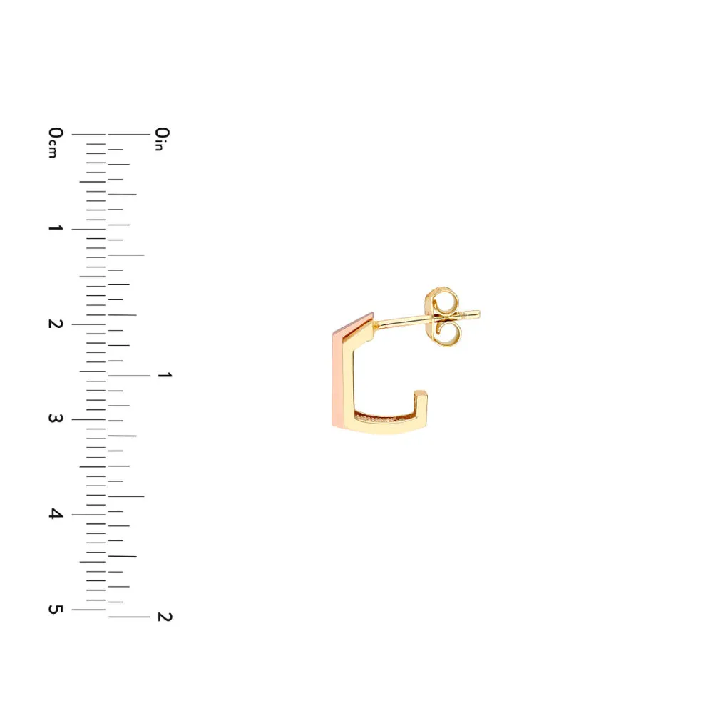 14k Tri Color Geometric Hoop Earrings