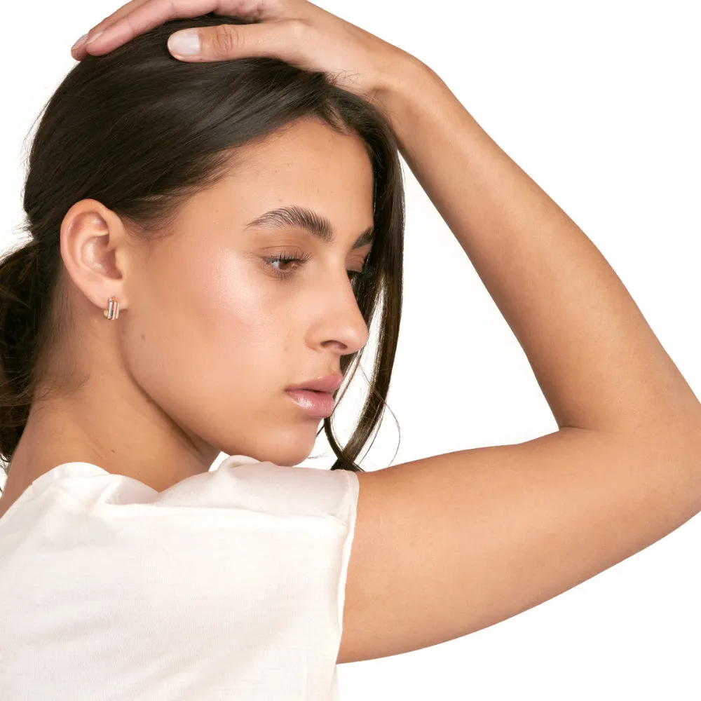 14k Tri Color Geometric Hoop Earrings