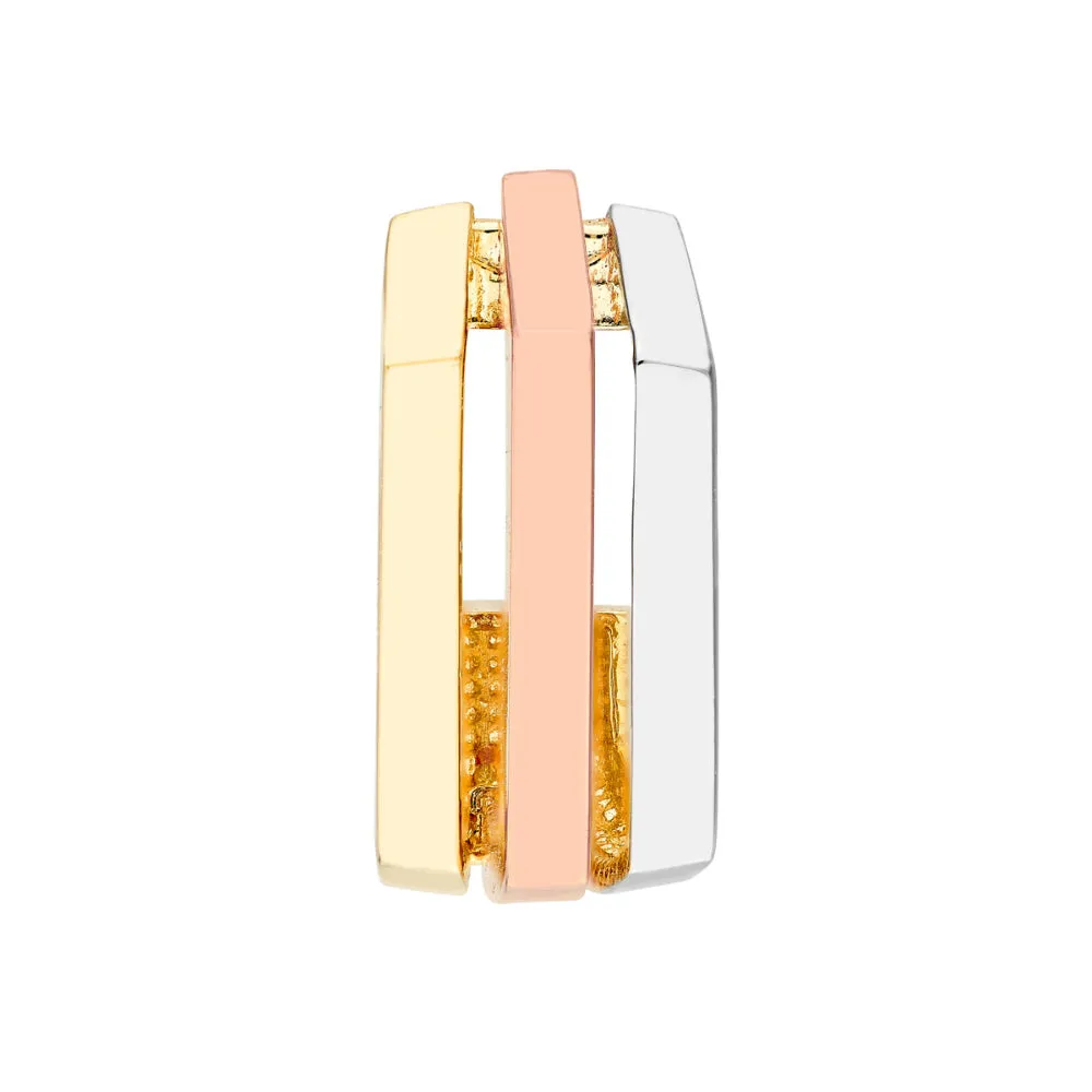 14k Tri Color Geometric Hoop Earrings