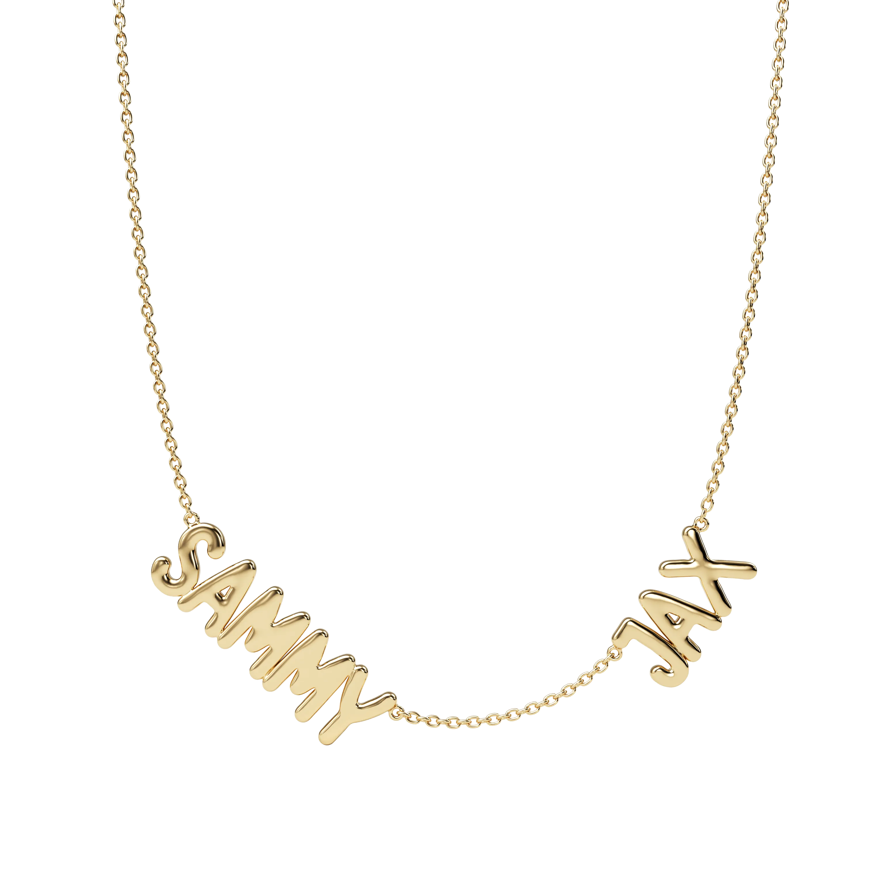 14k Two Bubble Name Necklace