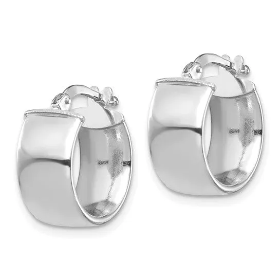 14k W Gold High Polished Wide Hoop Earrings