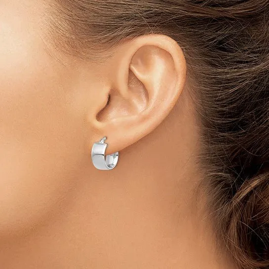 14k W Gold High Polished Wide Hoop Earrings