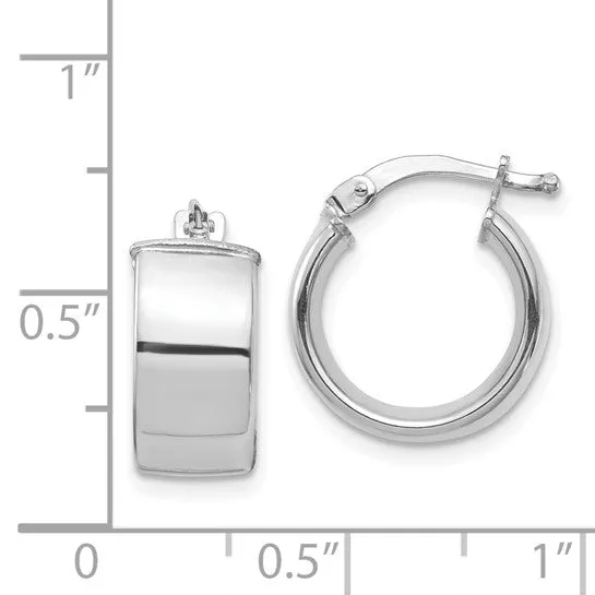 14k W Gold High Polished Wide Hoop Earrings