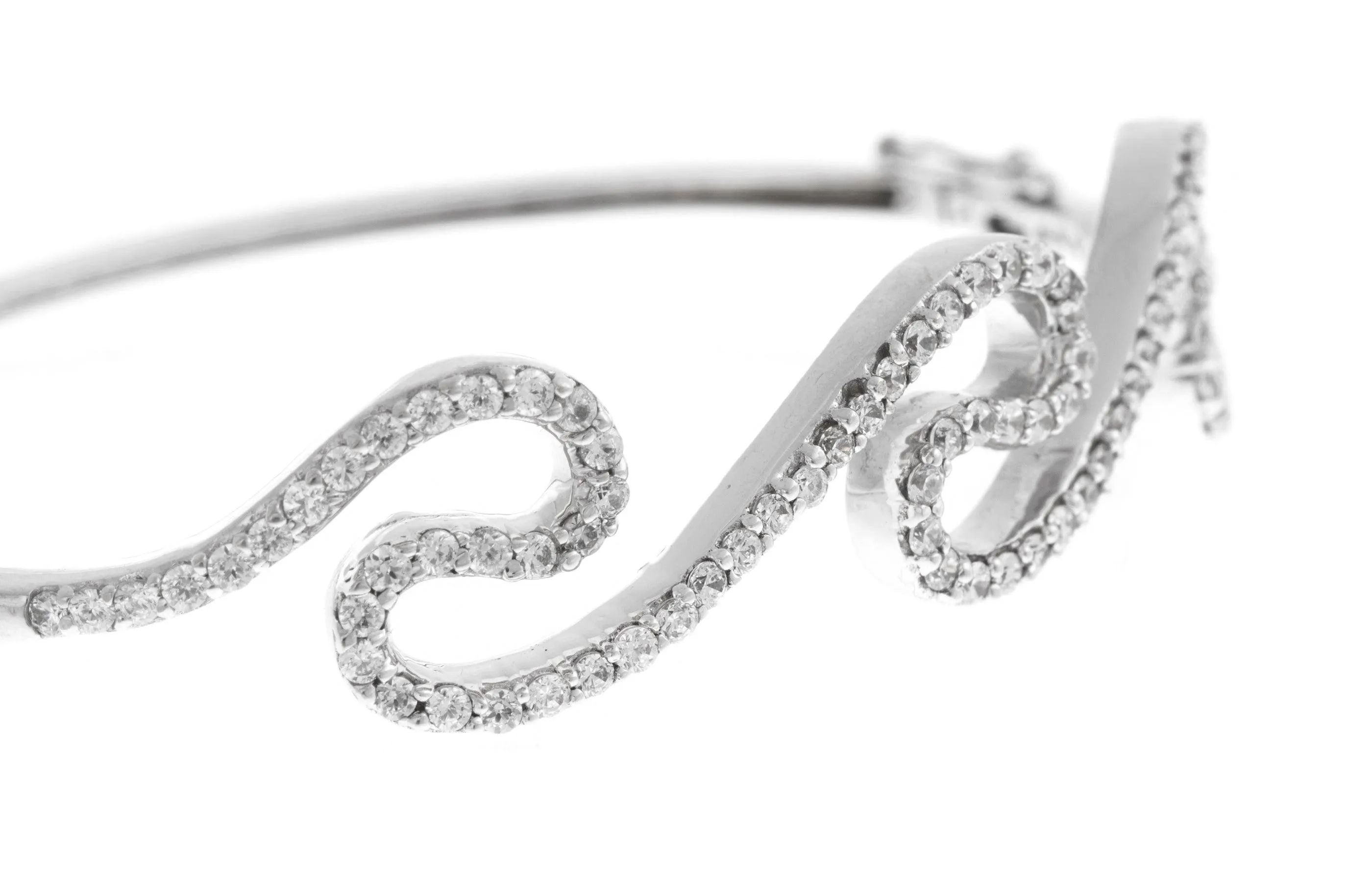 18ct White Gold Bangle with Cubic Zirconia Stones (16.7g) (B-1457)