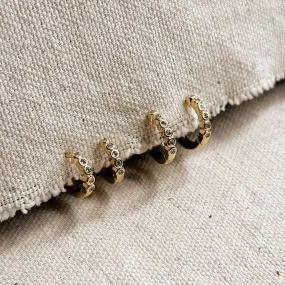 18k Gold Filled Mini Bezel CZ Hoop Earrings: 15mm