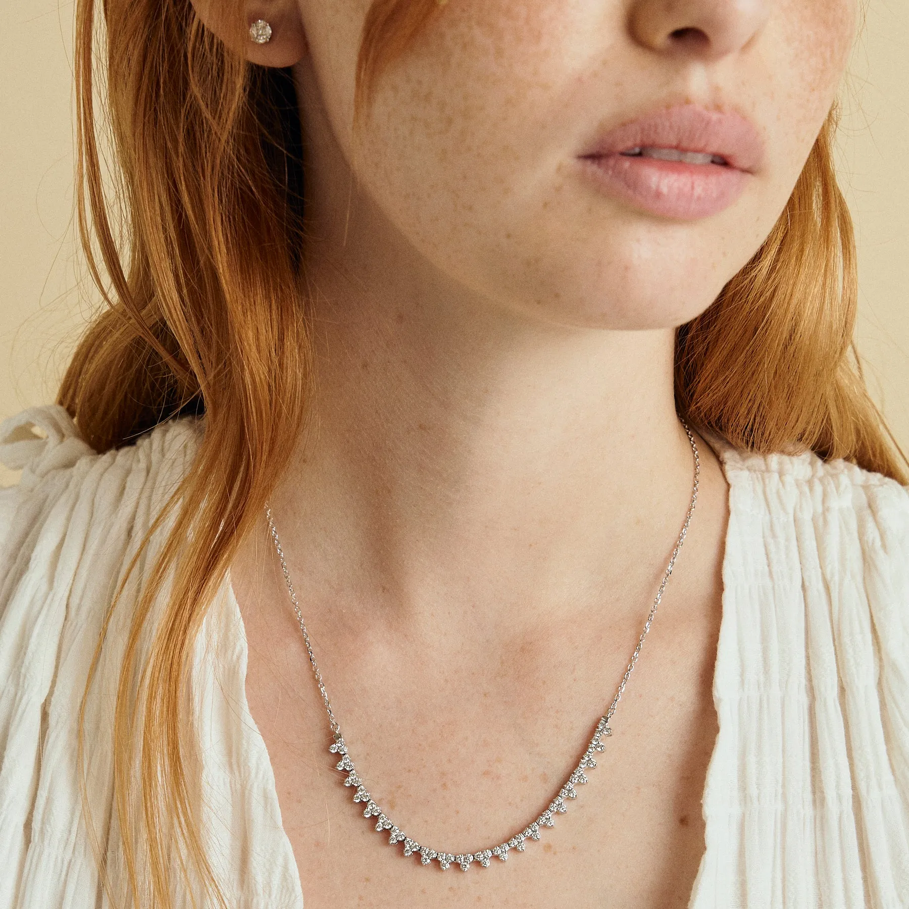 18K White Gold Triple-Lab Diamond Half-Tennis Necklace