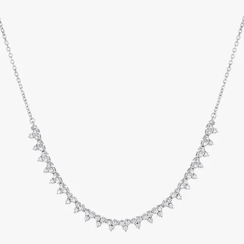 18K White Gold Triple-Lab Diamond Half-Tennis Necklace