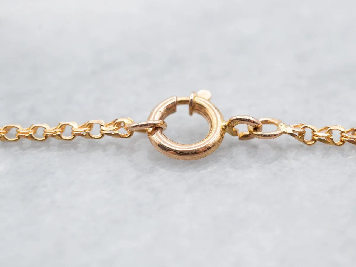 19K Yellow Gold Fancy Curb Chain Necklace