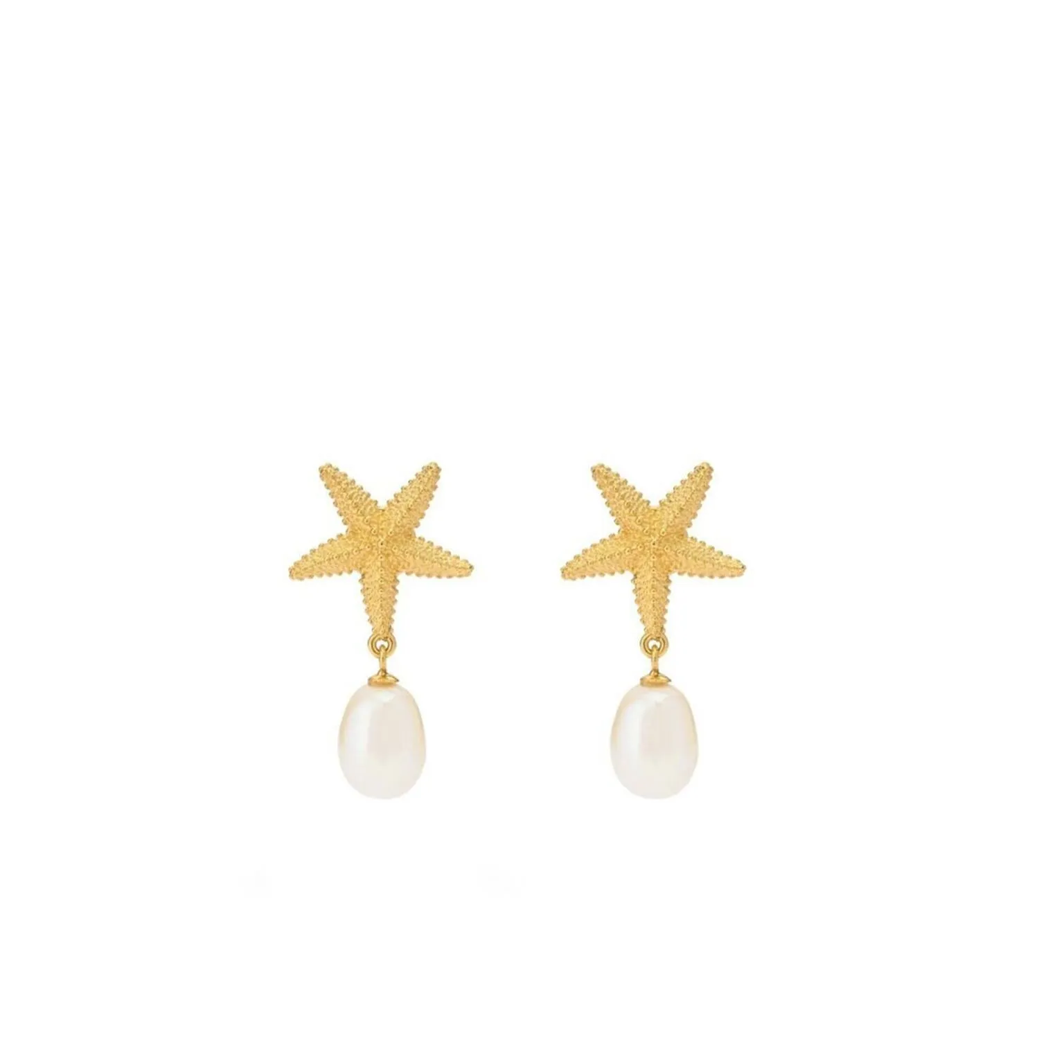 24Kae Starfish & Pearl Drop Earrings, Gold