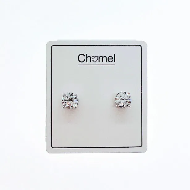 7mm Cubic Zirconia Solitaire Stud Earring
