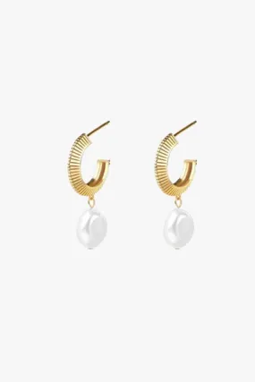 Aada Pearl Gold Hoop Earrings
