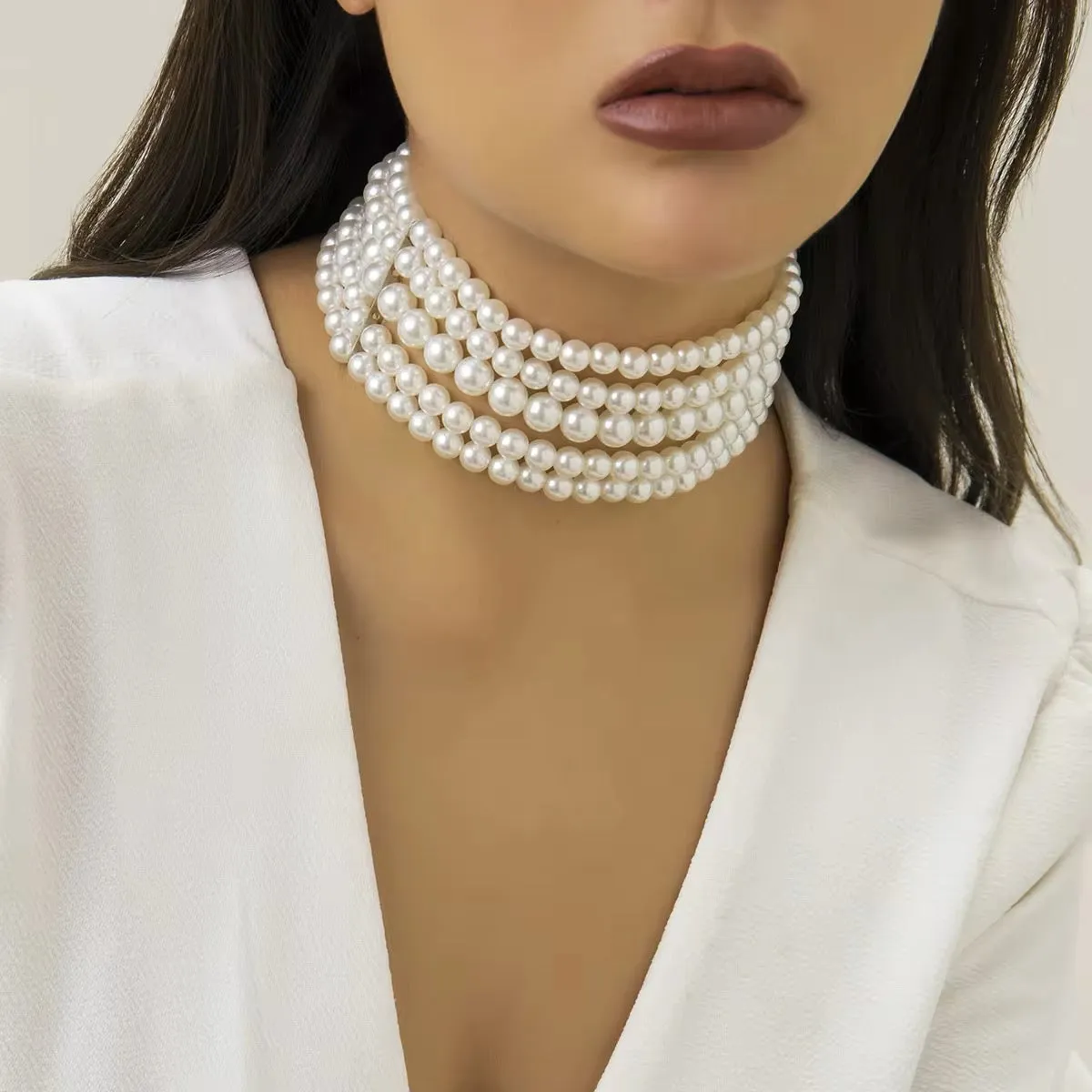 Aesthetic Korean Wedding Style Pearl Necklace