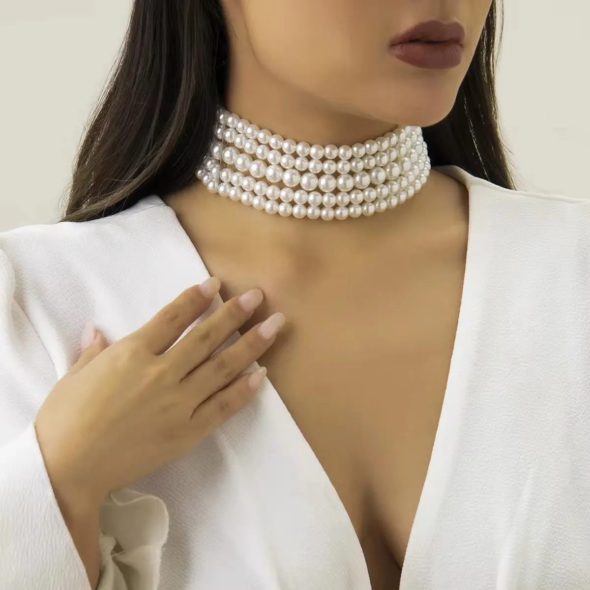 Aesthetic Korean Wedding Style Pearl Necklace