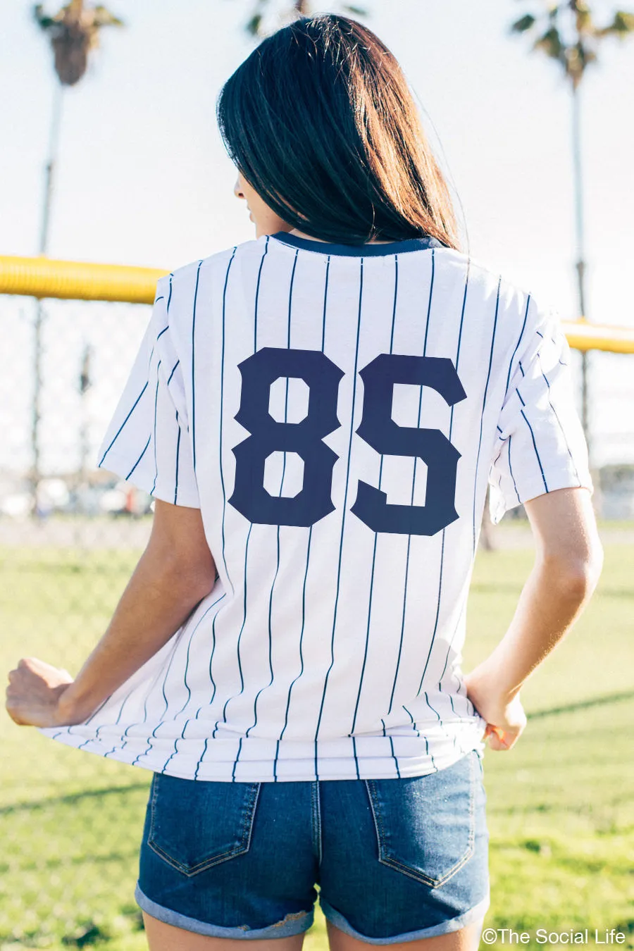 Alpha Chi Omega Pinstripe Tee