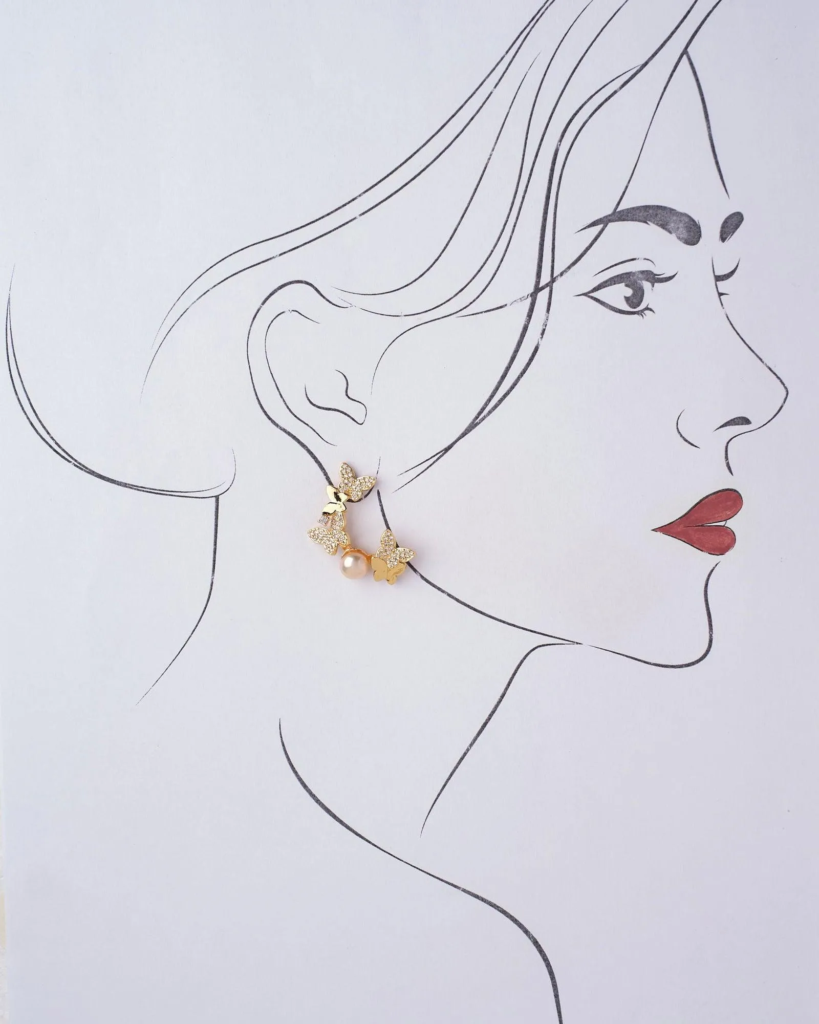 An Autumn Blend Butterfly Delight Pearl Earring