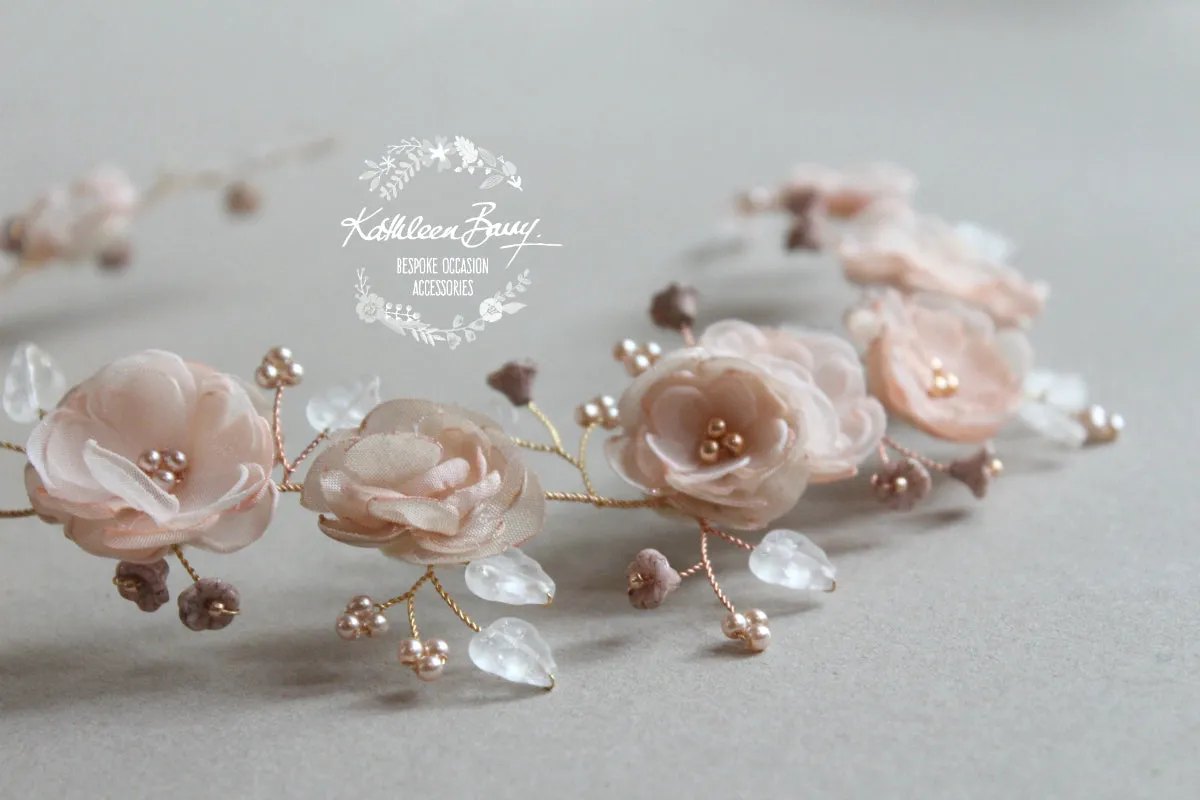 Ariana Rose gold handmade flower wreath blush pink - color options available