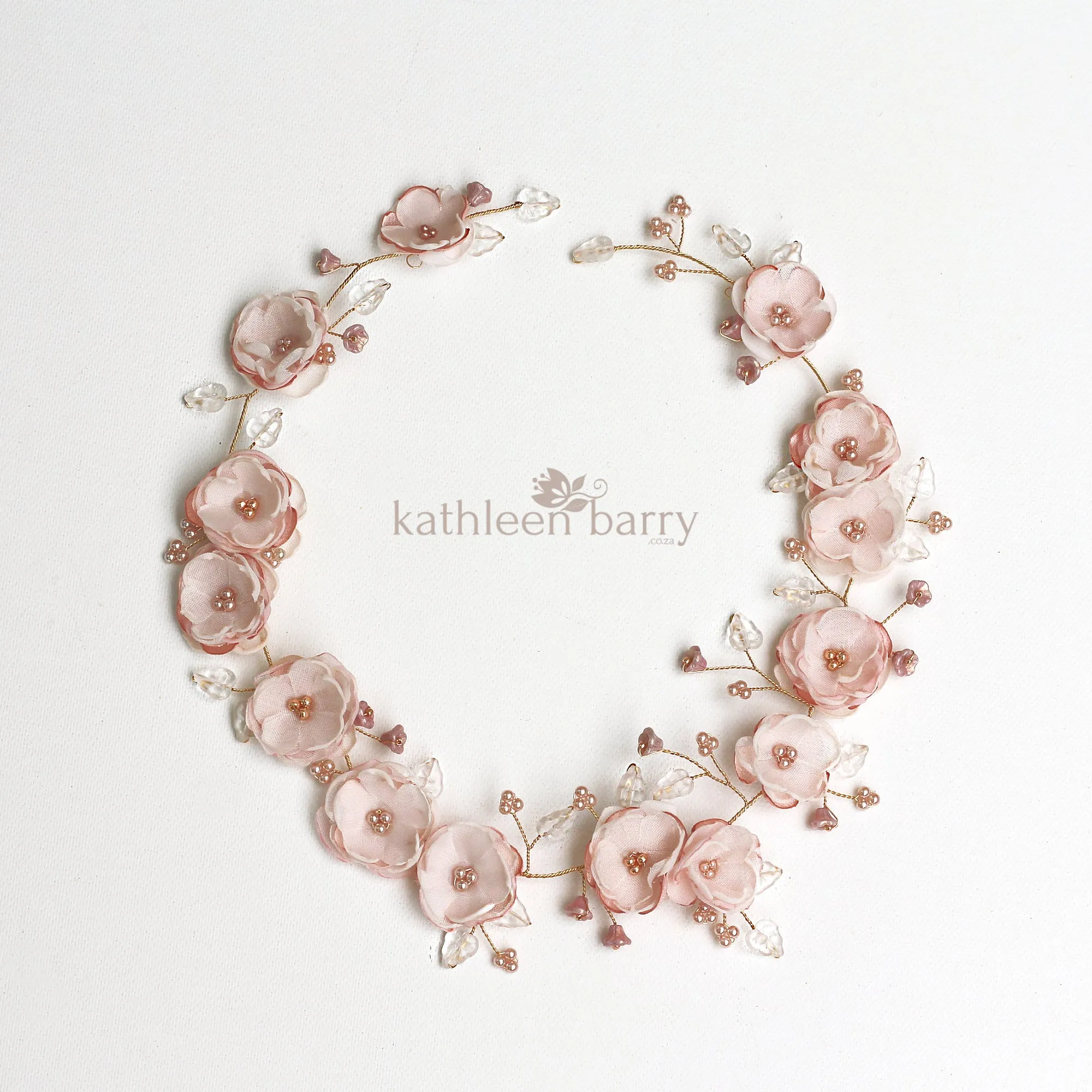 Ariana Rose gold handmade flower wreath blush pink - color options available