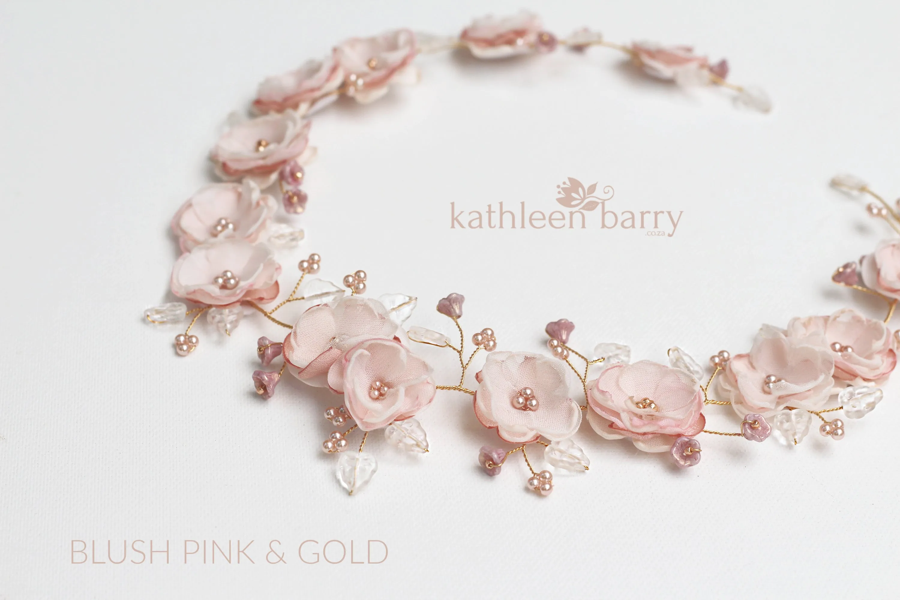 Ariana Rose gold handmade flower wreath blush pink - color options available