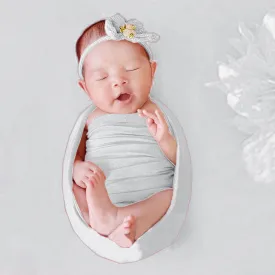 Babymoon Set of 2 | Milk Velvet Stretchable Wrap with Layer | Baby Photoshoot Props | White