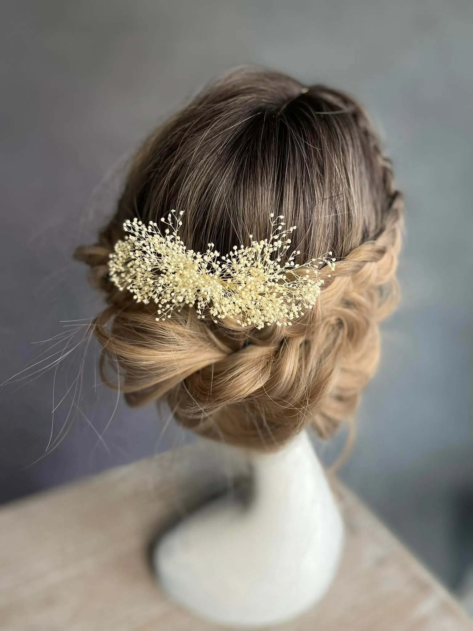 Baby's breath bridal flower comb