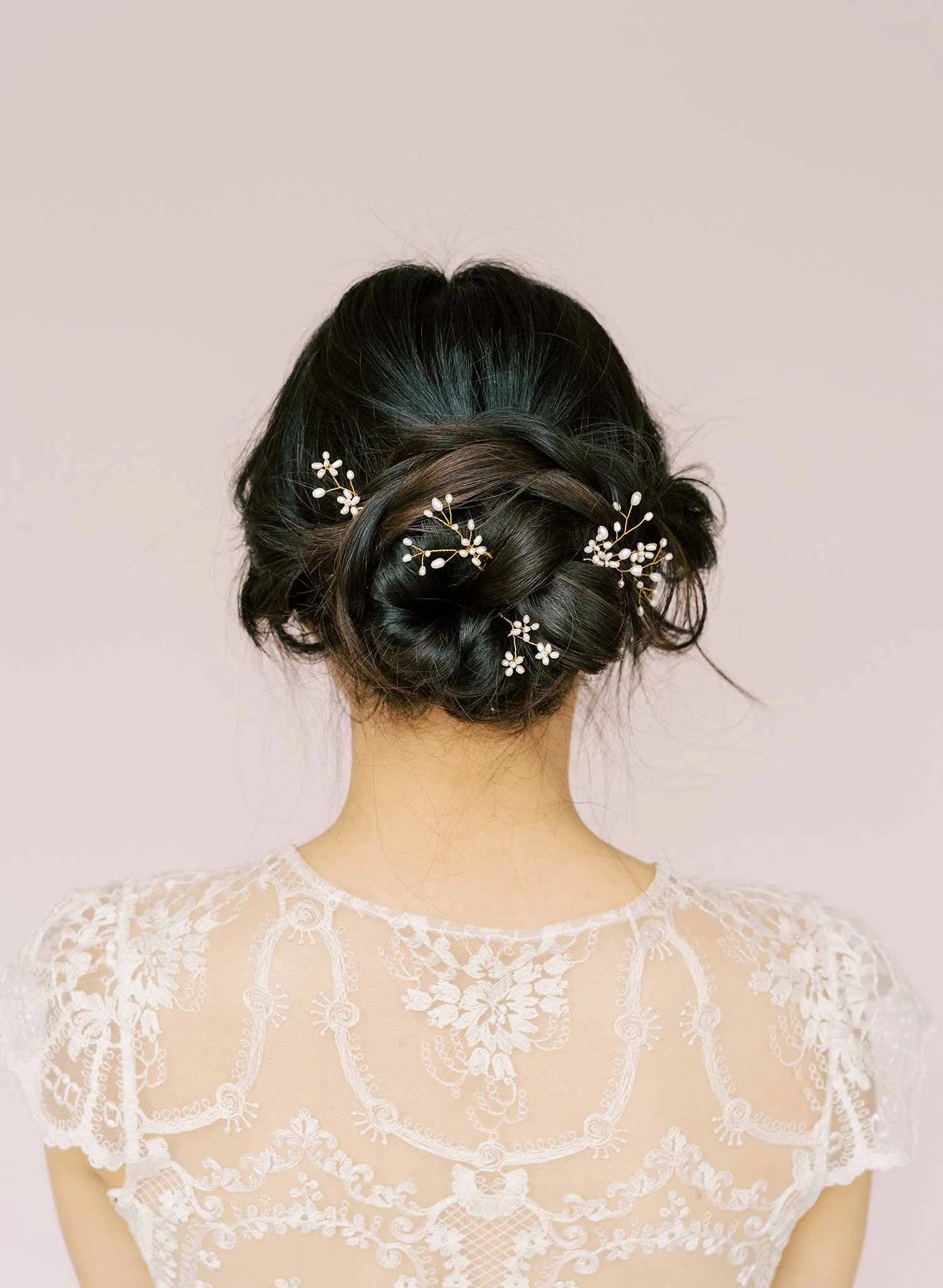 Baby's breath freshwater hair pin set of 5 - Style #2158