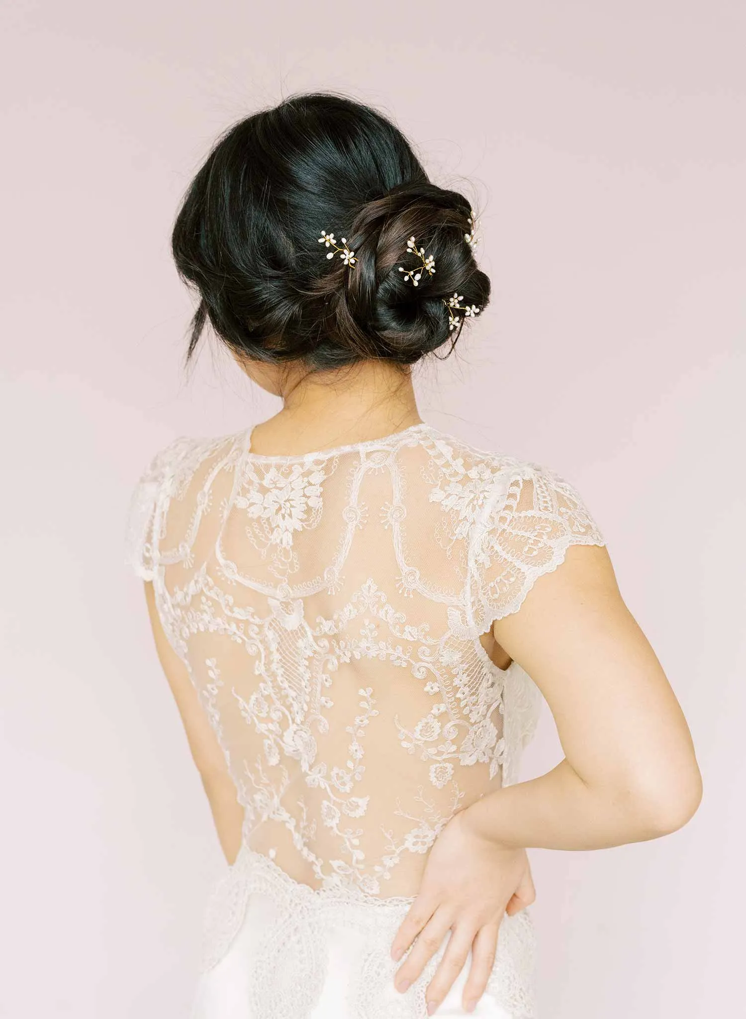 Baby's breath freshwater hair pin set of 5 - Style #2158