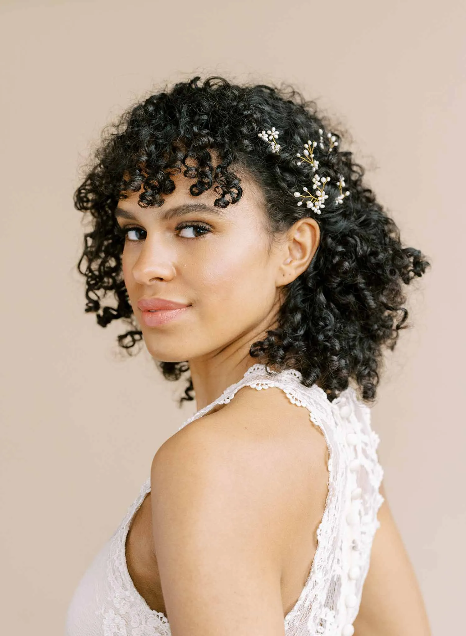 Baby's breath freshwater hair pin set of 5 - Style #2158