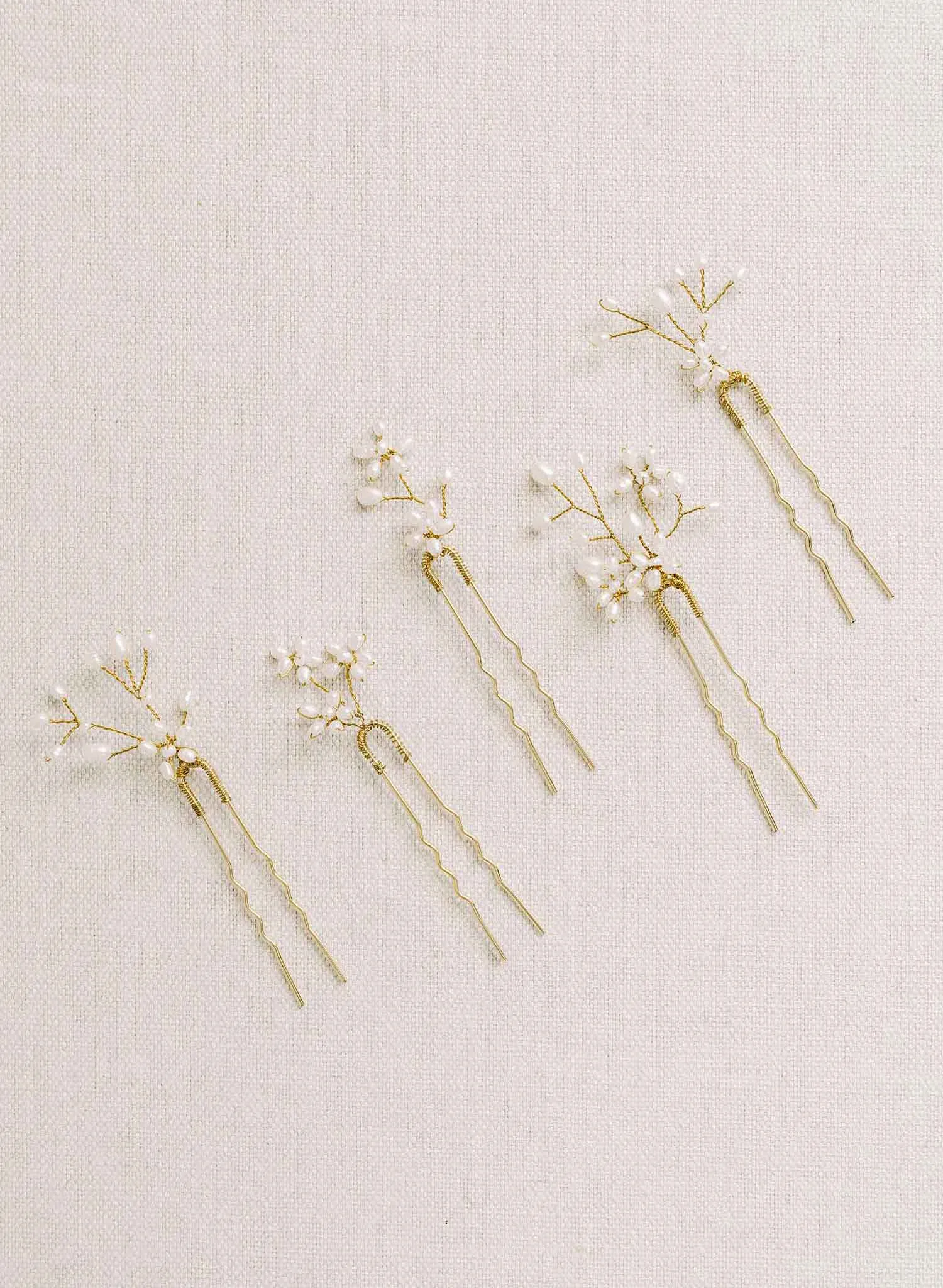 Baby's breath freshwater hair pin set of 5 - Style #2158